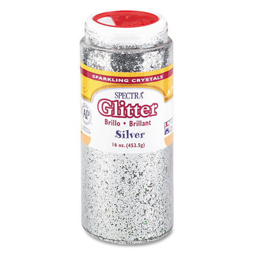 Spectra Glitter, 0.04 Hexagon Crystals, Silver, 16 oz Shaker-Top Jar-(PAC91710)