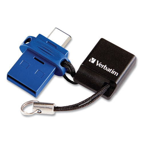 Store ‘n Go Dual USB 3.0 Flash Drive for USB-C Devices, 64 GB, Blue-(VER99155)