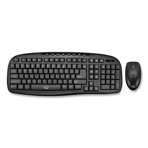 WKB1330CB Wireless Desktop Keyboard and Mouse Combo, 2.4 GHz Frequency/30 ft Wireless Range, Black-(ADEWKB1330CB)