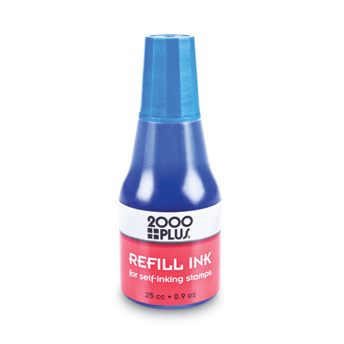 Self-Inking Refill Ink, 0.9 oz. Bottle, Blue-(COS032961)