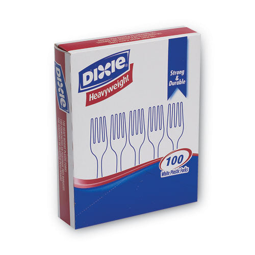 Plastic Cutlery, Heavyweight Forks, White, 100/Box-(DXEFH207)