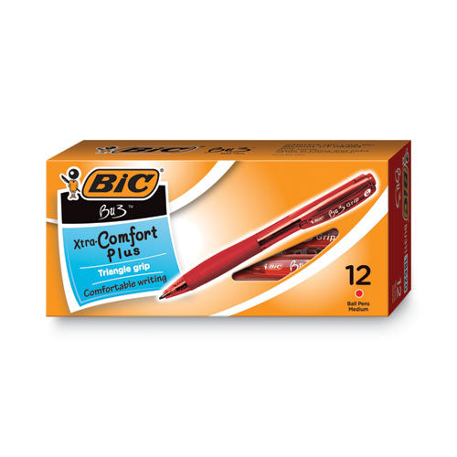 BU3 Ballpoint Pen, Retractable, Bold 1 mm, Red Ink, Red Barrel, Dozen-(BICBU311RD)