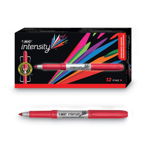 Intensity Fine Tip Permanent Marker, Fine Bullet Tip, Rambunctious Red, Dozen-(BICGPM11RD)