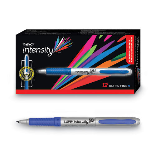 Intensity Ultra Fine Tip Permanent Marker, Extra-Fine Needle Tip, Deep Sea Blue, Dozen-(BICGPMU11BE)