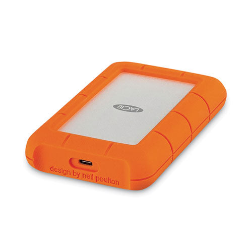 Rugged Portable External Hard Drive, 5 TB, USB-C, Orange/Silver-(CIESTFR5000800)