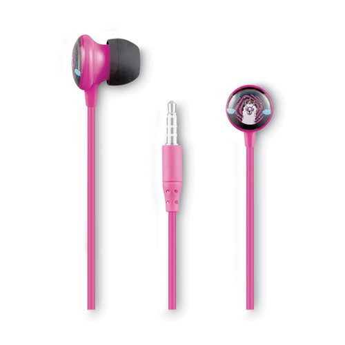 KiDS Animated Llama Design Stereo Earbuds, 4 ft Cord, Pink/Multicolor-(VLKVK1150LMFR)