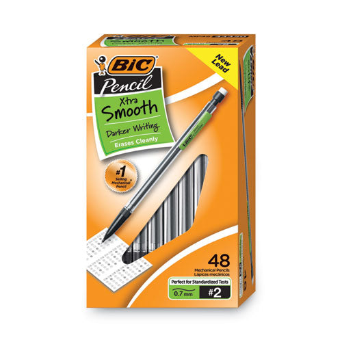 Xtra Smooth Mechanical Pencil Value Pack, 0.7 mm, HB (#2.5), Black Lead, Clear Barrel, 40/Pack-(BICMP48BK)