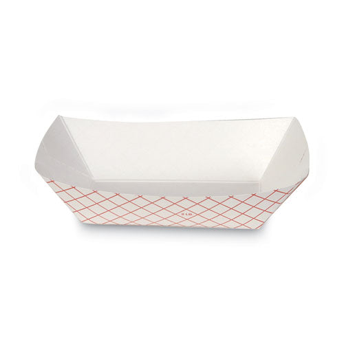 Kant Leek Polycoated Paper Food Tray, 1 lb Capacity, 6.25 x 4.7 x 1.6, Red Plaid, 1,000/Carton-(DXERP1008)