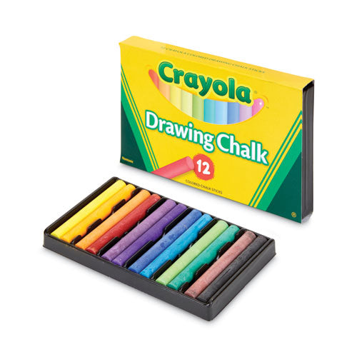 Colored Drawing Chalk, 3.19" x 0.38" Diameter, 12 Assorted Colors 12 Sticks/Set-(CYO510403)