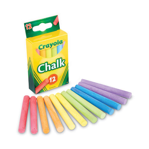 Chalk, 3" x 0.38" Diameter, 6 Assorted Colors, 12 Sticks/Box-(CYO510816)