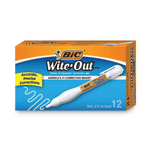 Wite-Out Shake n Squeeze Correction Pen, 8 mL, White-(BICWOSQP11)