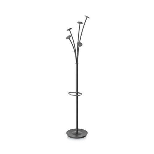 Festival Coat Stand with Umbrella Holder, Five Knobs, 14w x 14d x 73.67h, Black-(ABAPMFESTN)