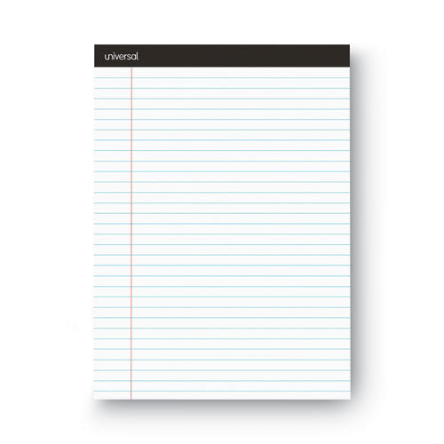 Premium Ruled Writing Pads with Heavy-Duty Back, Wide/Legal Rule, Black Headband, 50 White 8.5 x 11 Sheets, 12/Pack-(UNV30730)