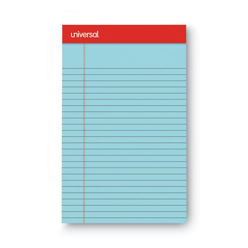 Colored Perforated Ruled Writing Pads, Narrow Rule, 50 Blue 5 x 8 Sheets, Dozen-(UNV35850)