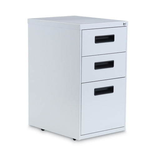 File Pedestal, Left or Right, 3-Drawers: Box/Box/File, Legal/Letter, Light Gray, 14.96" x 19.29" x 27.75"-(ALEPABBFLG)