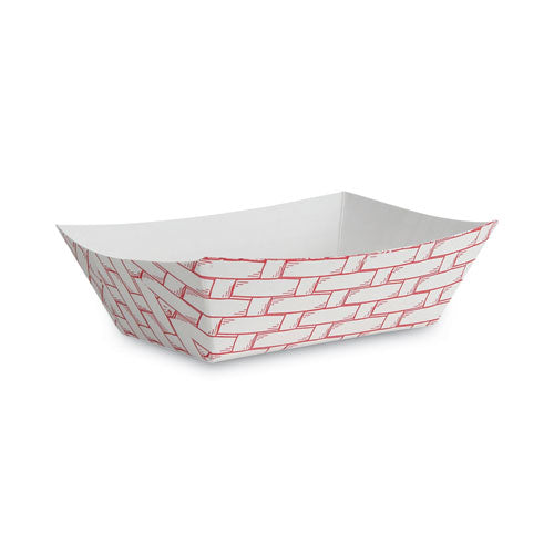 Paper Food Baskets, 1 lb Capacity, Red/White, 1,000/Carton-(BWK30LAG100)