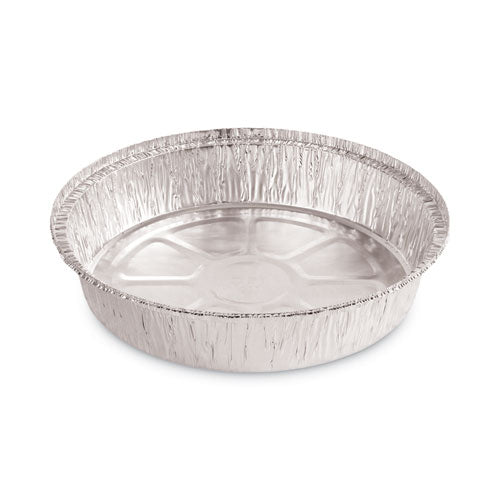 Round Aluminum To-Go Containers, 48 oz, 9" Diameter x 1.66"h, Silver, 500/Carton-(BWKROUND9)