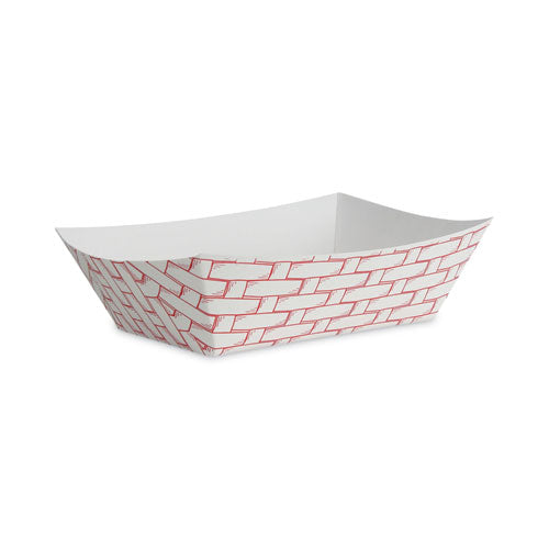 Paper Food Baskets, 3 lb Capacity, Red/White, 500/Carton-(BWK30LAG300)