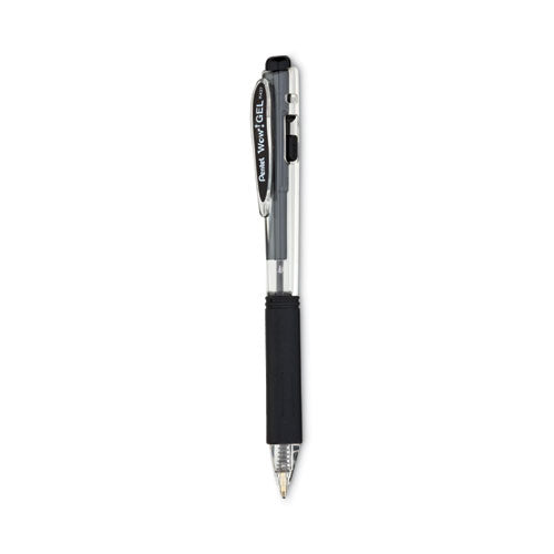 WOW! Gel Pen, Retractable, Medium 0.7 mm, Black Ink, Clear/Black Barrel, Dozen-(PENK437A)