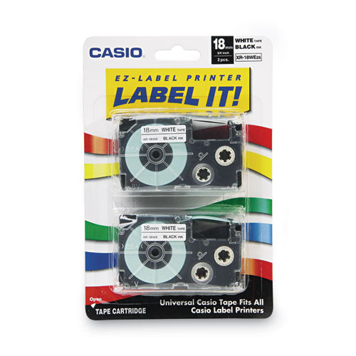 Tape Cassettes for KL Label Makers, 0.75" x 26 ft, Black on White, 2/Pack-(CSOXR18WE2S)