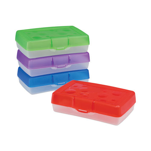 Pencil Box, 8.38" x 5.63" x 2.5", Randomly Assorted Colors-(STX61605U12C)