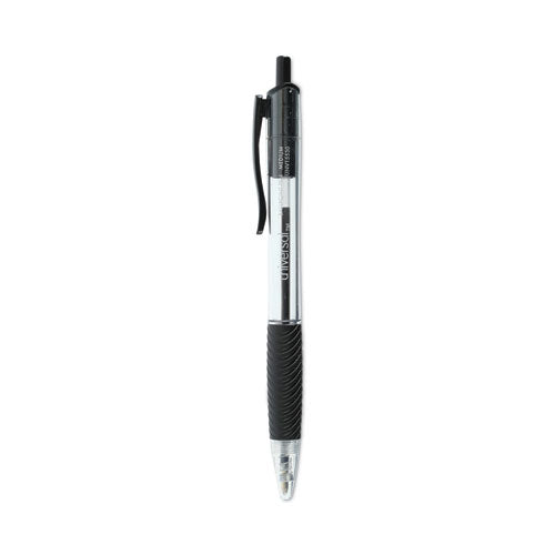 Comfort Grip Ballpoint Pen, Retractable, Medium 1 mm, Black Ink, Clear Barrel, Dozen-(UNV15530)