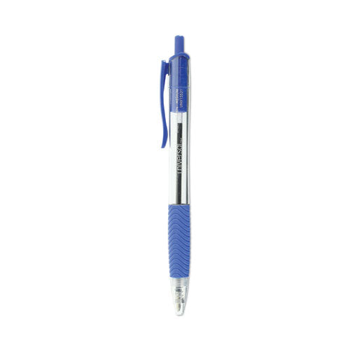 Comfort Grip Ballpoint Pen, Retractable, Medium 1 mm, Blue Ink, Clear Barrel, Dozen-(UNV15531)