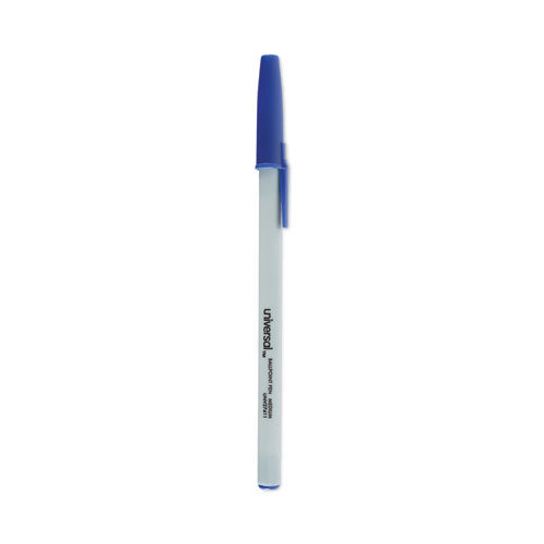 Ballpoint Pen, Stick, Medium 1 mm, Blue Ink, Gray Barrel, Dozen-(UNV27411)