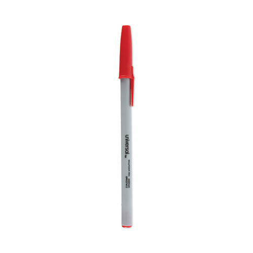 Ballpoint Pen, Stick, Medium 1 mm, Red Ink, Gray Barrel, Dozen-(UNV27412)