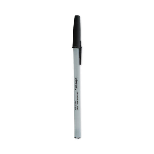 Ballpoint Pen, Stick, Fine 0.7 mm, Black Ink, Gray Barrel, Dozen-(UNV27420)