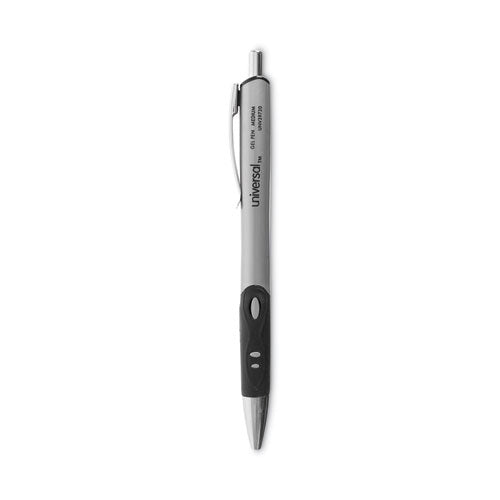 Comfort Grip Gel Pen, Retractable, Medium 0.7 mm, Black Ink, Silver Barrel, Dozen-(UNV39720)