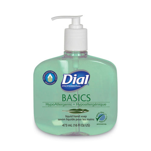 Basics MP Free Liquid Hand Soap, Unscented, 16 oz Pump Bottle, 12/Carton-(DIA33815)