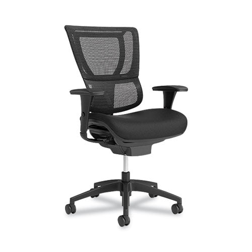 FlexFit 1500TF Mesh Back Fabric Task Chair, Supports Up to 300 lbs, 17.32" to 20.87" Seat Height, Black Seat/Back, Black Base-(UOS50584CC)