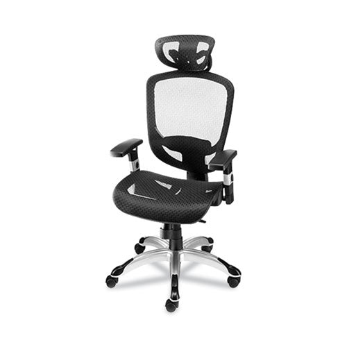 FlexFit Hyken Mesh Task Chair, Supports Up to 300 lbs, 17.24" to 20.98" Seat Height, Black Seat, Black Back.Silver Base-(UOS59460VCC)