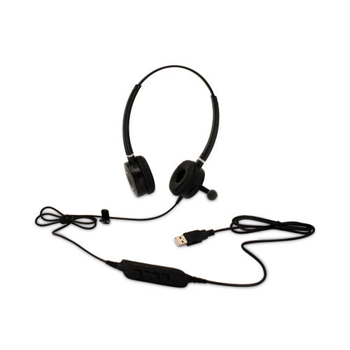 HS-WD-USB-2 Binaural Over The Head Headset, Black-(SPTHSWDUSB2)