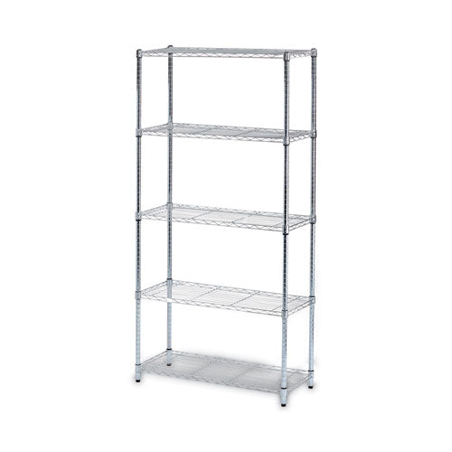 Residential Wire Shelving, Five-Shelf, 36w x 14d x 72h, Silver-(ALESW853614SR)