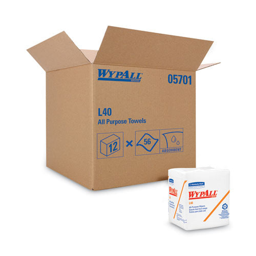 L40 Towels, 1/4 Fold, 12.5 x 12, White, 56/Box, 18 Packs/Carton-(KCC05701)