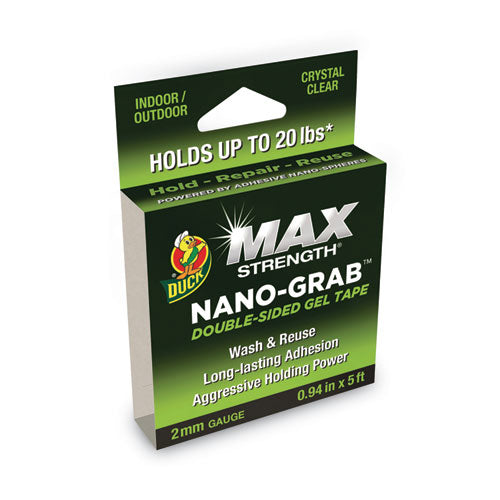 MAX Strength Nano-Grab Double-Sided Gel Tape, 0.94" x 5 ft, Clear-(DUC287264)