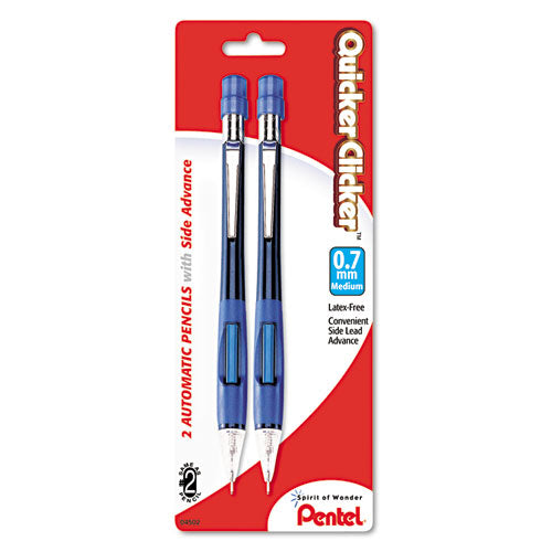 Quicker Clicker Mechanical Pencil, 0.7 mm, HB (#2.5), Black Lead, Blue Barrel, 2/Pack-(PENPD347BP2K6)