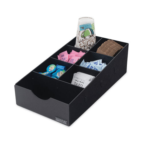 Condiment Caddy, 7 Compartments, 8.75 x 16 x 5.25, Black-(VRTVFCC169)