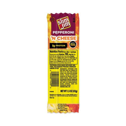 Pepperoni and Cheese Meat Sticks, 1.5 oz, 18/Box, Ships in 1-3 Business Days-(GRR20900655)