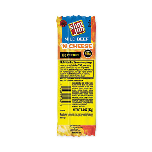 Beef and Cheese Meat Sticks, 1.5 oz, 18/Box, Ships in 1-3 Business Days-(GRR20900656)