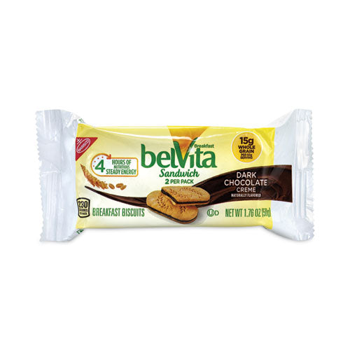 belVita Breakfast Biscuits, Dark Chocolate Creme Breakfast Sandwich, 1.76 oz Pack, 25 Pks/Box, Ships in 1-3 Business Days-(GRR22000570)