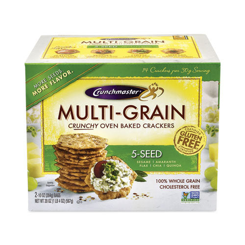 5-Seed Multi-Grain Crunchy Oven Baked Crackers, Whole Wheat, 10 oz Bag, 2 Bags/Box, Ships in 1-3 Business Days-(GRR22000757)