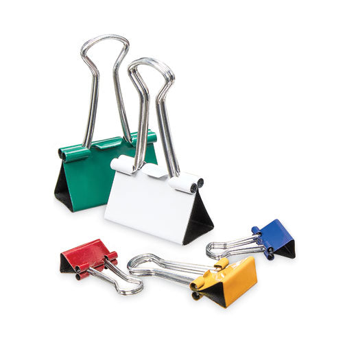 Binder Clips with Storage Tub, (12) Mini (0.5"), (12) Small (0.75"), (6) Medium (1.25"), Assorted Colors-(UNV31026)