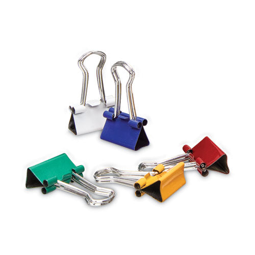 Binder Clips with Storage Tub, Mini, Assorted Colors, 60/Pack-(UNV31027)