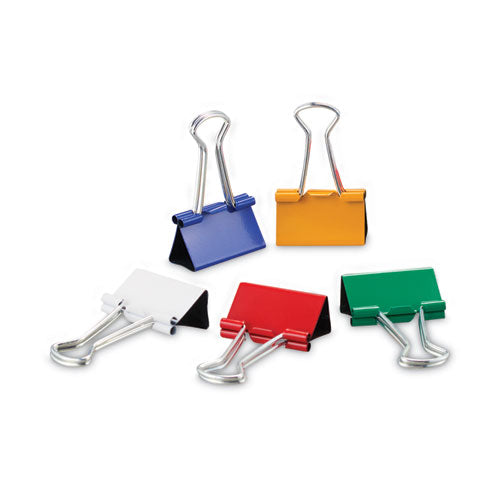 Binder Clips with Storage Tub, Medium, Assorted Colors, 24/Pack-(UNV31029)