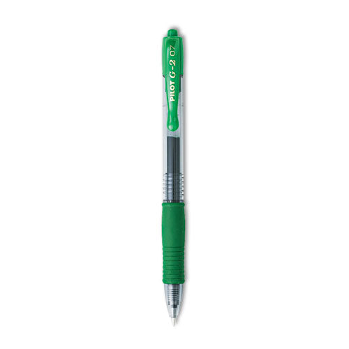 G2 Premium Gel Pen, Retractable, Fine 0.7 mm, Green Ink, Smoke Barrel, Dozen-(PIL31025)