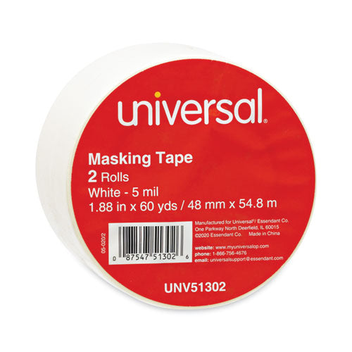 General-Purpose Masking Tape, 3" Core, 48 mm x 54.8 m, Beige, 2/Pack-(UNV51302)