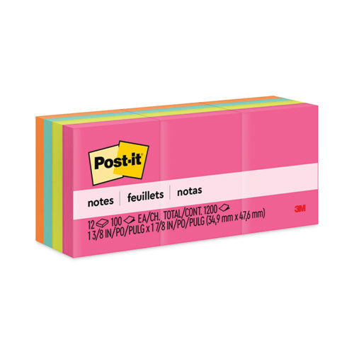 Original Pads in Poptimistic Collection Colors, 1.38" x 1.88", 100 Sheets/Pad, 12 Pads/Pack-(MMM653AN)